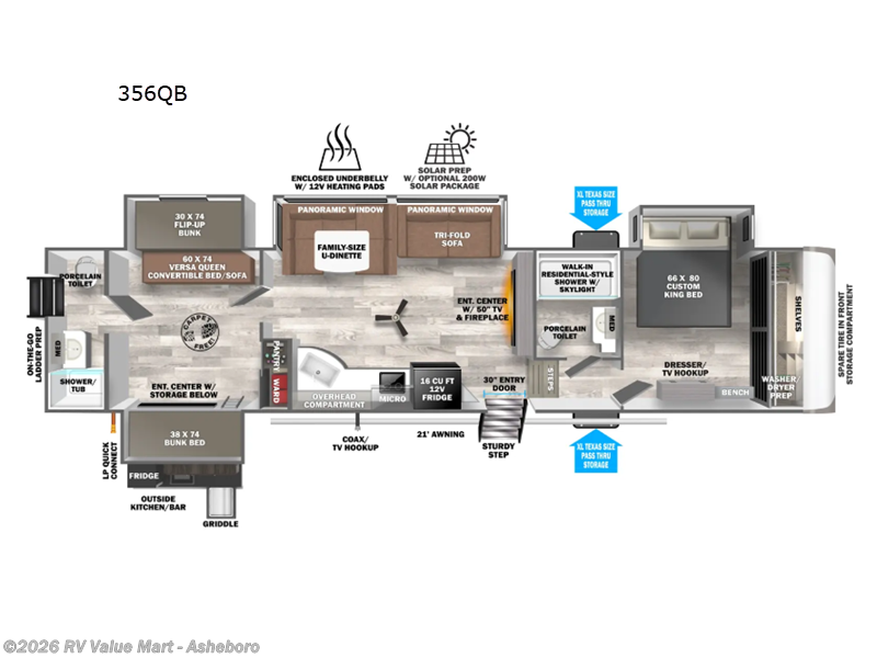 2026 Forest River Wildwood Heritage Glen 356QB - New Fifth Wheel For Sale by RV Value Mart - Asheboro in Franklinville, North Carolina features Slideout