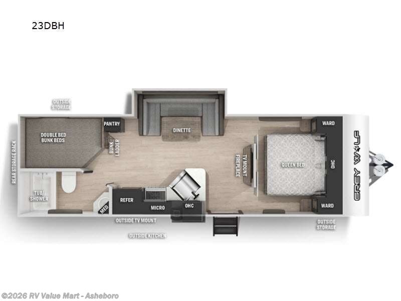 2022 Forest River Cherokee Grey Wolf 23DBH - Used Travel Trailer For Sale by RV Value Mart - Asheboro in Franklinville, North Carolina features Slideout