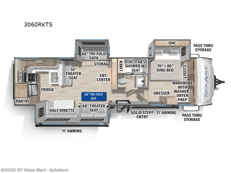 2026 Forest River Solaire 3060RKTS - New Travel Trailer For Sale by RV Value Mart - Asheboro in Franklinville, North Carolina features Slideout