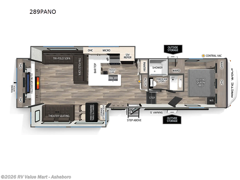 2026 Forest River Cherokee Arctic Wolf 289PANO - New Fifth Wheel For Sale by RV Value Mart - Asheboro in Franklinville, North Carolina features Slideout