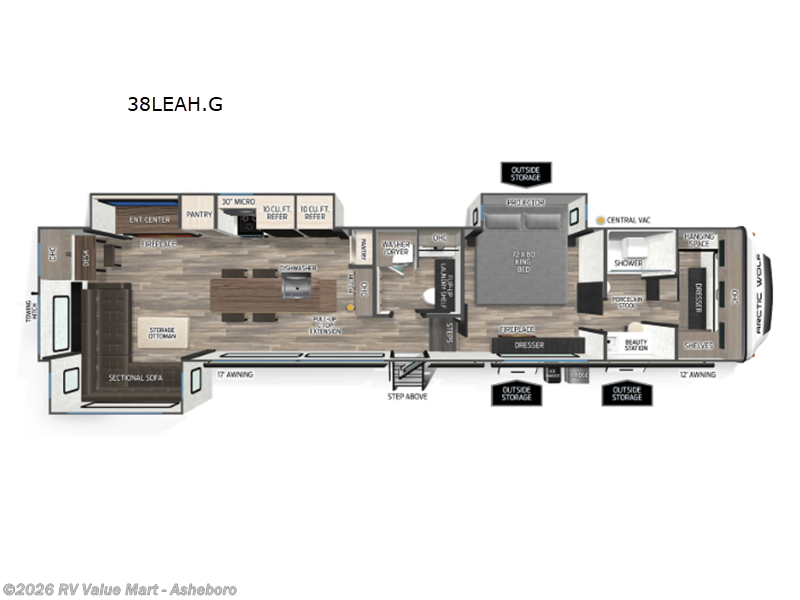 2026 Forest River Cherokee Arctic Wolf 38LEAH.G - New Fifth Wheel For Sale by RV Value Mart - Asheboro in Franklinville, North Carolina features Slideout