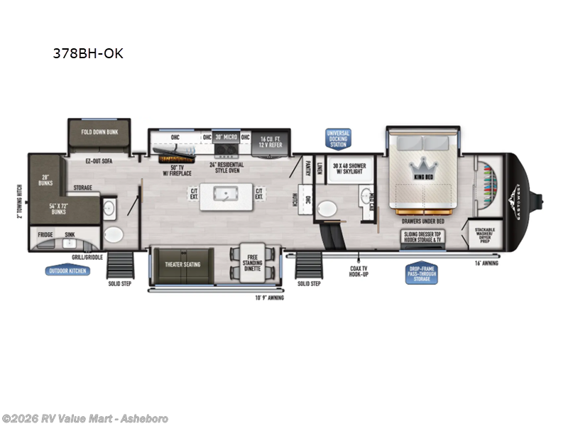 2026 East to West Ahara 378BH-OK - New Fifth Wheel For Sale by RV Value Mart - Asheboro in Franklinville, North Carolina features Slideout