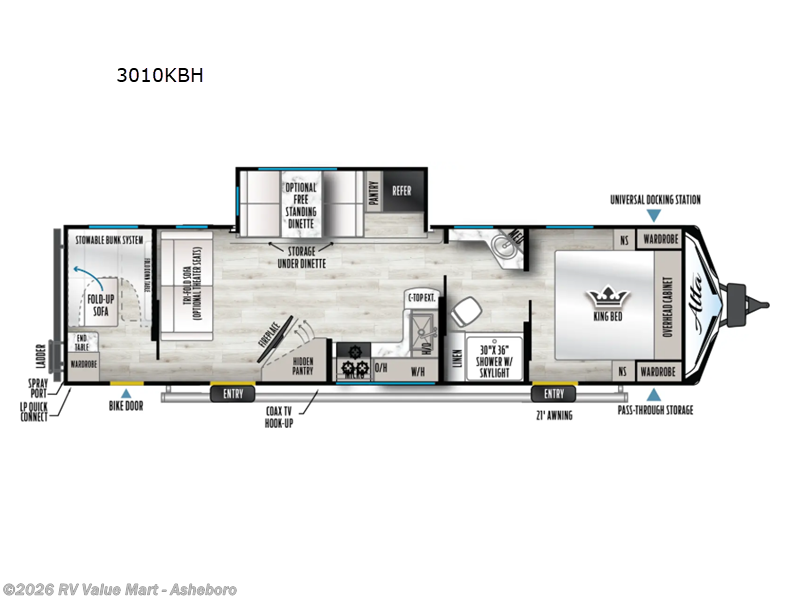 2026 East to West Alta 3010KBH - New Travel Trailer For Sale by RV Value Mart - Asheboro in Franklinville, North Carolina features Slideout