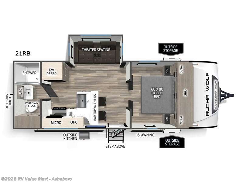 2026 Forest River Cherokee Alpha Wolf 21RB - New Travel Trailer For Sale by RV Value Mart - Asheboro in Franklinville, North Carolina features Slideout