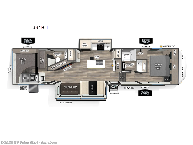 2026 Forest River Cherokee Arctic Wolf 331BH - New Fifth Wheel For Sale by RV Value Mart - Asheboro in Franklinville, North Carolina features Slideout