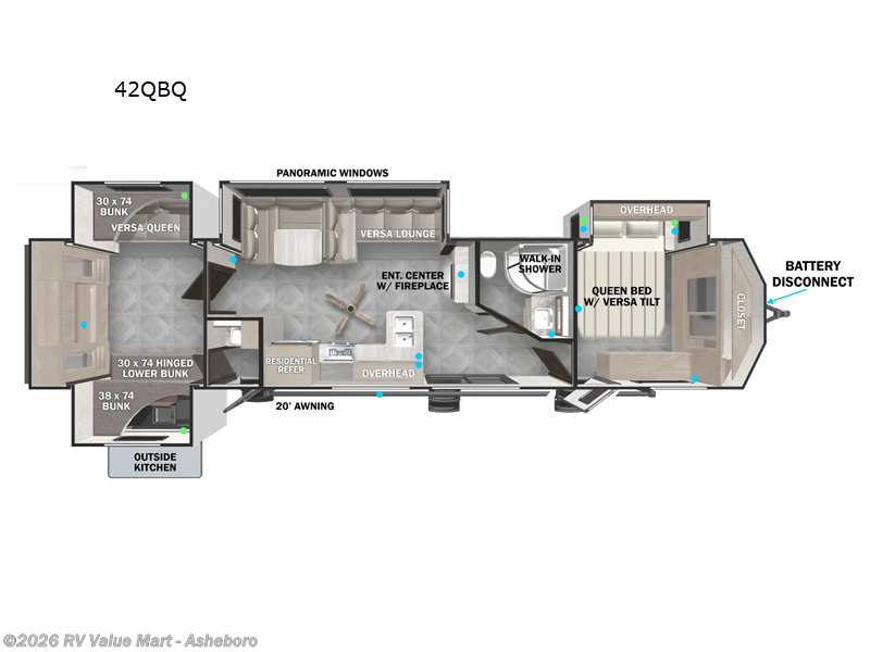 2026 Forest River Wildwood Lodge 42QBQ - New Destination Trailer For Sale by RV Value Mart - Asheboro in Franklinville, North Carolina features Slideout