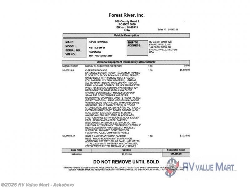 2026 No Boundaries NB19.2 Beast Mode by Forest River from RV Value Mart - Asheboro in Franklinville, North Carolina
