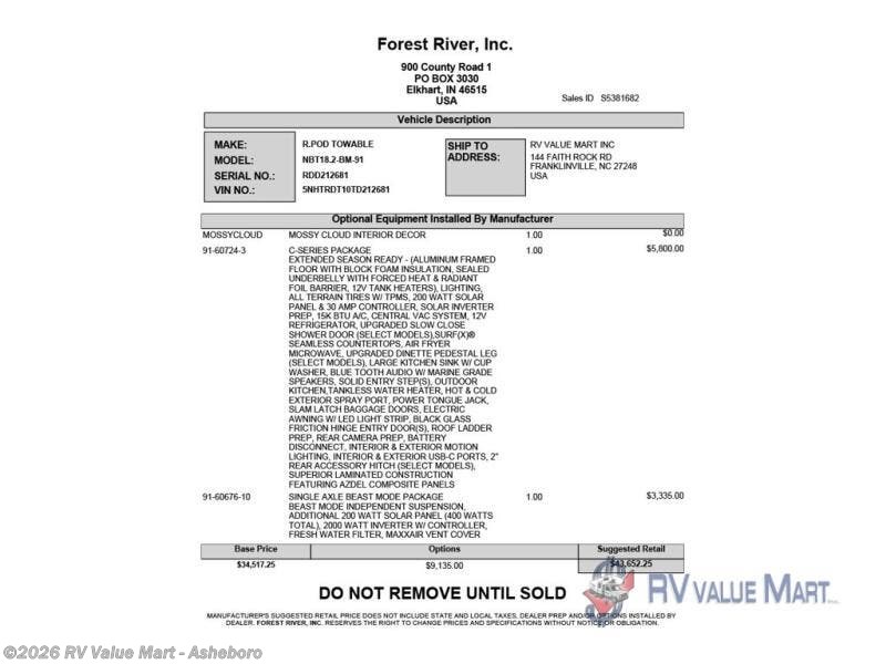 2026 No Boundaries NB18.2 Beast Mode by Forest River from RV Value Mart - Asheboro in Franklinville, North Carolina