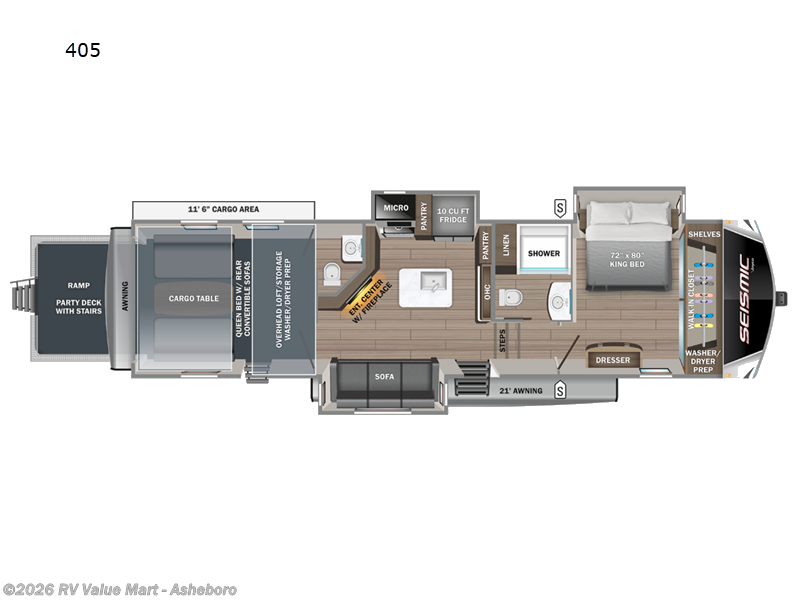 2023 Jayco Seismic 405 - Used Toy Hauler For Sale by RV Value Mart - Asheboro in Franklinville, North Carolina features Slideout