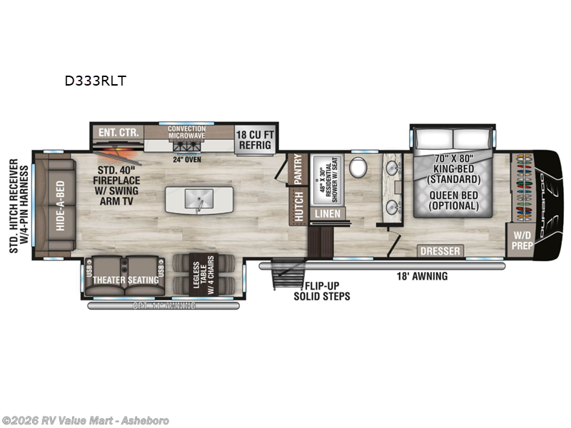 2026 K-Z Durango D333RLT - New Fifth Wheel For Sale by RV Value Mart - Asheboro in Franklinville, North Carolina features Slideout