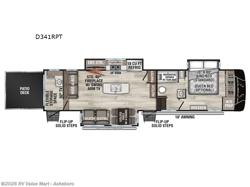 2026 K-Z Durango D341RPT - New Fifth Wheel For Sale by RV Value Mart - Asheboro in Franklinville, North Carolina features Slideout