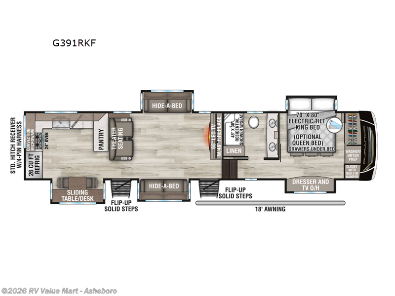 2026 K-Z Durango Gold G391RKF - New Fifth Wheel For Sale by RV Value Mart - Asheboro in Franklinville, North Carolina features Slideout