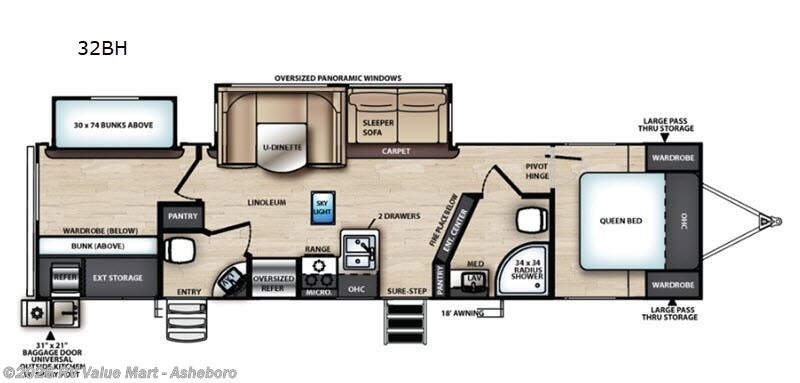 2019 Forest River Vibe 32BH - Used Travel Trailer For Sale by RV Value Mart - Asheboro in Franklinville, North Carolina features Slideout