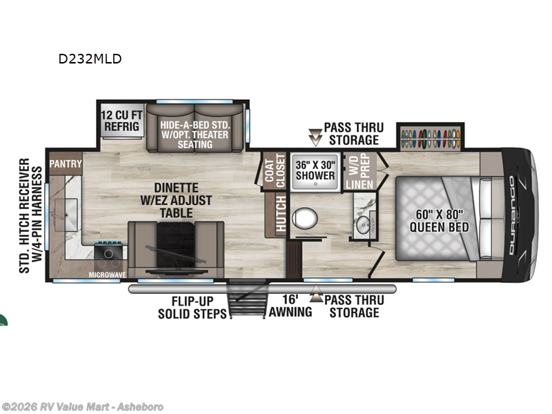2026 K-Z Durango Half-Ton D232MLD - New Fifth Wheel For Sale by RV Value Mart - Asheboro in Franklinville, North Carolina features Slideout