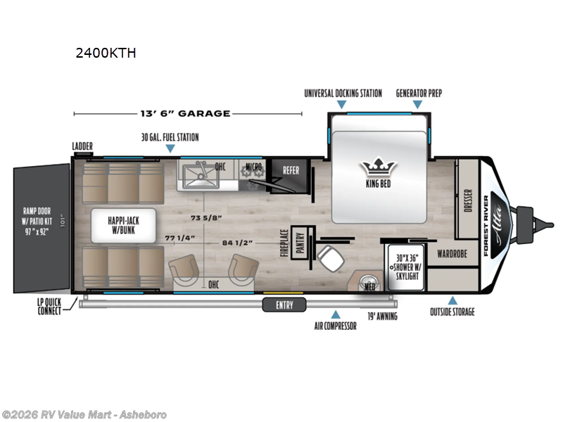 2026 East to West Alta 2400KTH - New Toy Hauler For Sale by RV Value Mart - Asheboro in Franklinville, North Carolina features Slideout