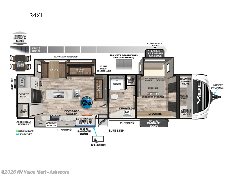 2024 Forest River Vibe 34XL - Used Travel Trailer For Sale by RV Value Mart - Asheboro in Franklinville, North Carolina features Slideout