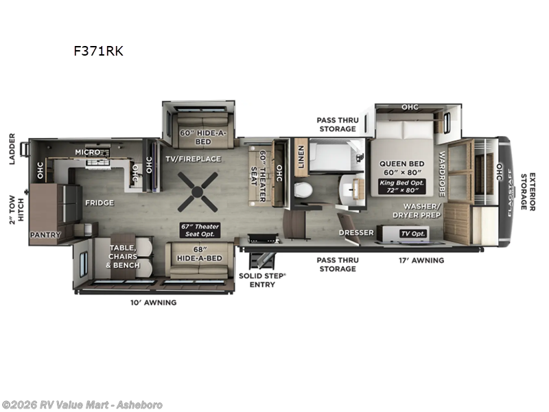 2027 Forest River Flagstaff Classic F371RK - New Fifth Wheel For Sale by RV Value Mart - Asheboro in Franklinville, North Carolina features Slideout