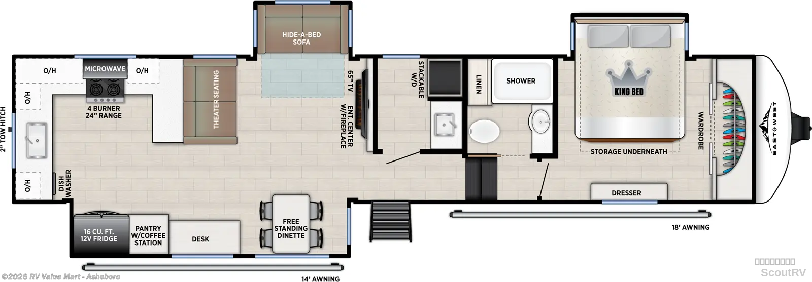 2026 East to West Tandara 388LR - New Fifth Wheel For Sale by RV Value Mart - Asheboro in Franklinville, North Carolina