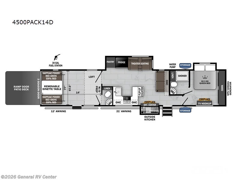 2023 Forest River Wolf Pack 4500PACK14D-3SL - Used Toy Hauler For Sale by General RV Center in West Chester, Pennsylvania