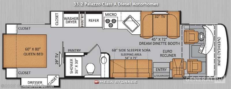 2014 Thor Motor Coach Palazzo 33.2-2S - Used Class A For Sale by General RV Center in Fort Pierce, Florida