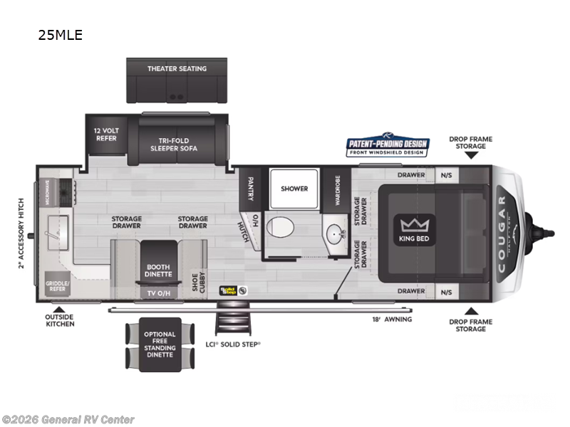 2024 Keystone Cougar KEYSTONE  25MLE - Used Travel Trailer For Sale by General RV Center in Fort Pierce, Florida