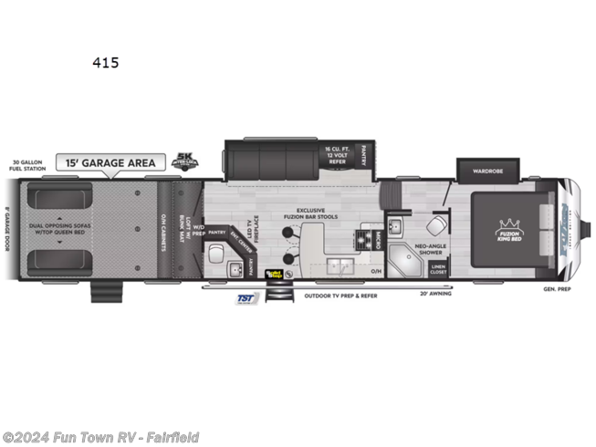 2024 Keystone Fuzion Impact Edition 415 - New Toy Hauler For Sale by Fun Town RV - Fairfield in Fairfield, Texas