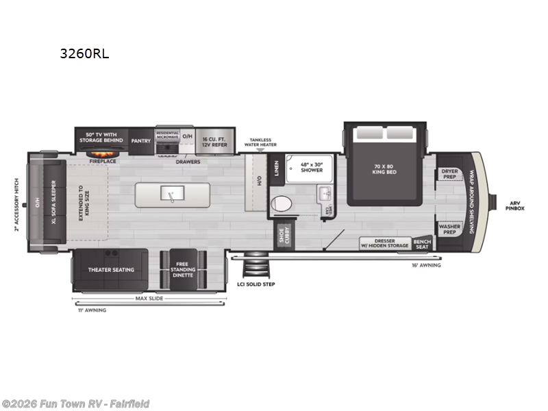 2025 Keystone Arcadia 3260RL - New Fifth Wheel For Sale by Fun Town RV - Fairfield in Fairfield, Texas features Slideout