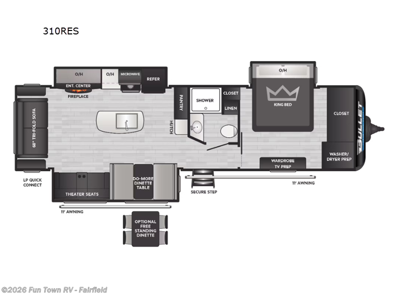 2025 Keystone Bullet 310RES - New Travel Trailer For Sale by Fun Town RV - Fairfield in Fairfield, Texas features Slideout