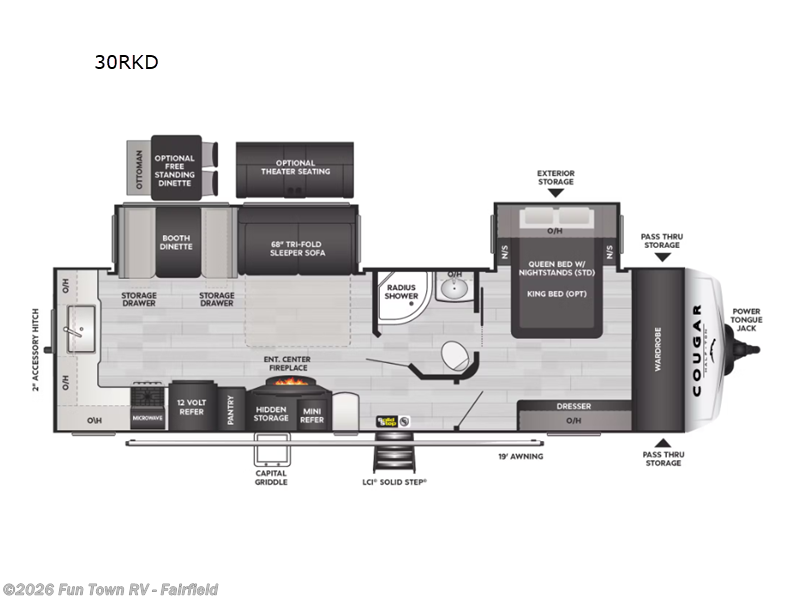 2025 Keystone Cougar Half-Ton 30RKD - New Travel Trailer For Sale by Fun Town RV - Fairfield in Fairfield, Texas features Slideout