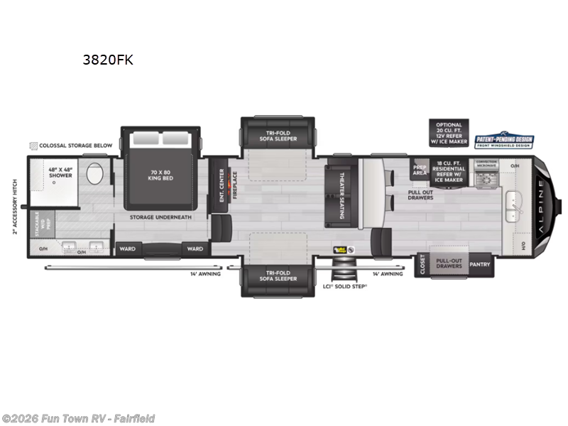 2025 Keystone Alpine 3820FK - New Fifth Wheel For Sale by Fun Town RV - Fairfield in Fairfield, Texas features Slideout