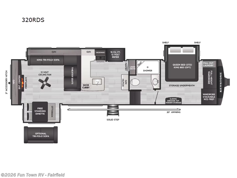 2026 Keystone Cougar 320RDS - New Fifth Wheel For Sale by Fun Town RV - Fairfield in Fairfield, Texas features Slideout