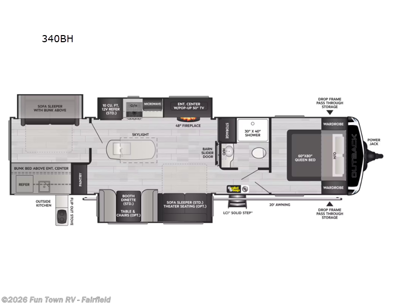 2025 Keystone Outback 340BH - New Travel Trailer For Sale by Fun Town RV - Fairfield in Fairfield, Texas features Slideout