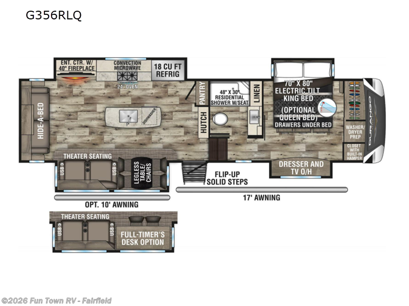 2022 K-Z Durango Gold G356RLQ - Used Fifth Wheel For Sale by Fun Town RV - Fairfield in Fairfield, Texas features Slideout
