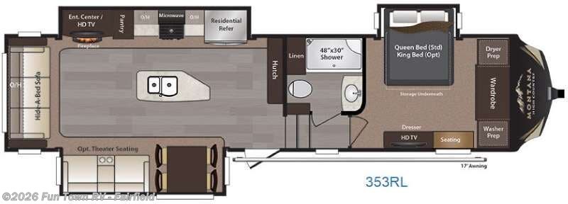 2016 Keystone Montana High Country 353RL - Used Fifth Wheel For Sale by Fun Town RV - Fairfield in Fairfield, Texas features Slideout