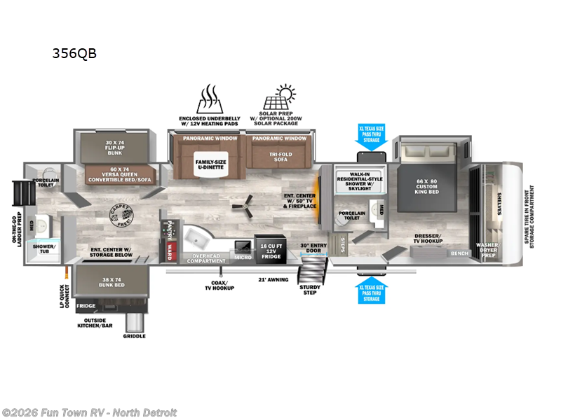 2025 Forest River Salem Hemisphere 356QB - New Fifth Wheel For Sale by Fun Town RV - North Detroit in North Branch, Michigan features Slideout