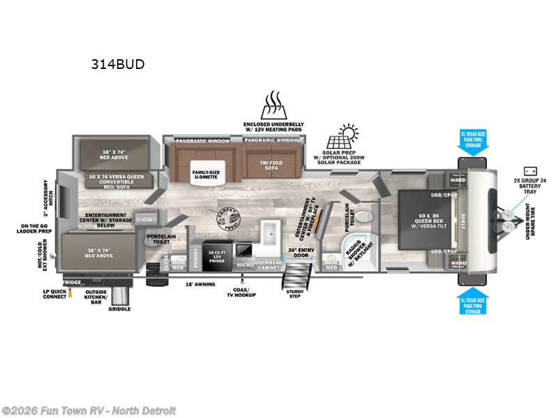 2025 Forest River Salem Hemisphere 314BUD - New Travel Trailer For Sale by Fun Town RV - North Detroit in North Branch, Michigan features Slideout