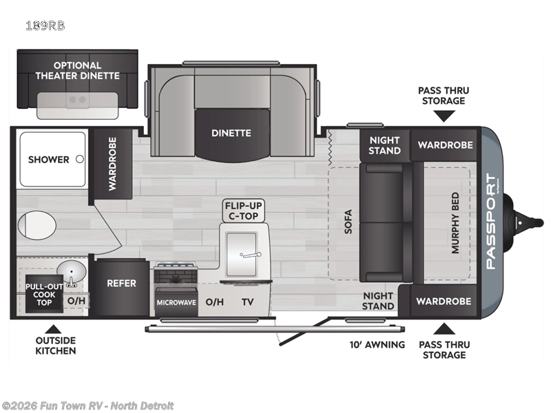 2022 Keystone Passport 189RB - Used Travel Trailer For Sale by Fun Town RV - North Detroit in North Branch, Michigan features Slideout