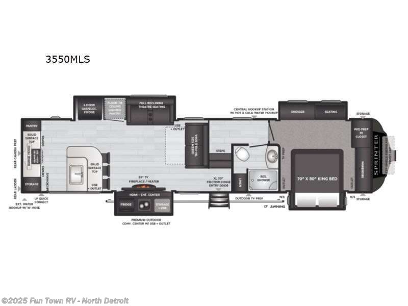 2021 Keystone Sprinter Limited 3550MLS - Used Fifth Wheel For Sale by Fun Town RV - North Detroit in North Branch, Michigan features Slideout