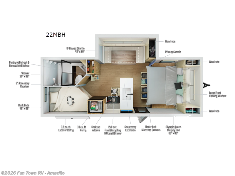 2026 Winnebago Thrive 22MBH - New Travel Trailer For Sale by Fun Town RV - Amarillo in Amarillo, Texas features Slideout