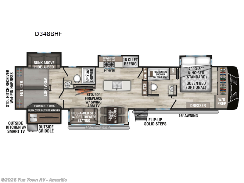 2026 K-Z Durango D348BHF - New Fifth Wheel For Sale by Fun Town RV - Amarillo in Amarillo, Texas features Slideout
