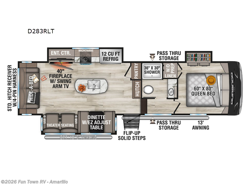 2026 K-Z Durango Half-Ton D283RLT - New Fifth Wheel For Sale by Fun Town RV - Amarillo in Amarillo, Texas features Slideout