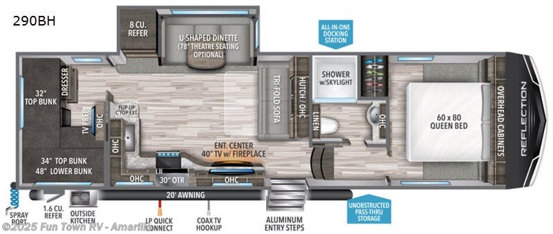 2020 Grand Design Reflection 150 Series 290BH - Used Fifth Wheel For Sale by Fun Town RV - Amarillo in Amarillo, Texas features Slideout