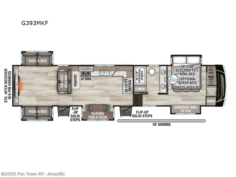 2026 K-Z Durango Gold G393MKF - New Fifth Wheel For Sale by Fun Town RV - Amarillo in Amarillo, Texas features Slideout