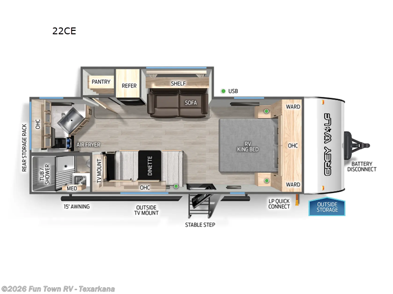 2025 Forest River Cherokee Grey Wolf 22CE - New Travel Trailer For Sale by Fun Town RV - Texarkana in Texarkana, Arkansas features Slideout