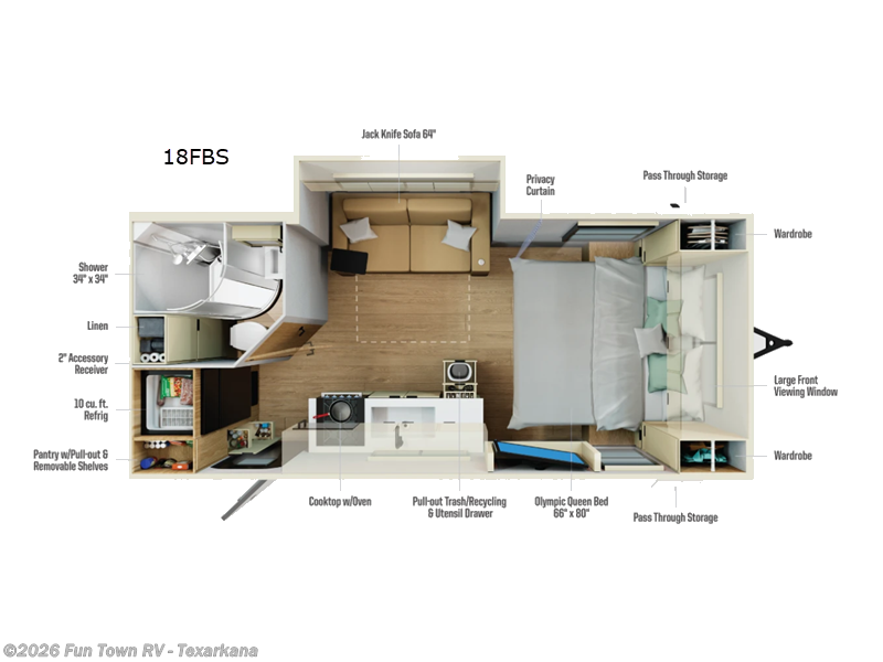 2026 Winnebago Thrive 18FBS - New Travel Trailer For Sale by Fun Town RV - Texarkana in Texarkana, Arkansas features Slideout