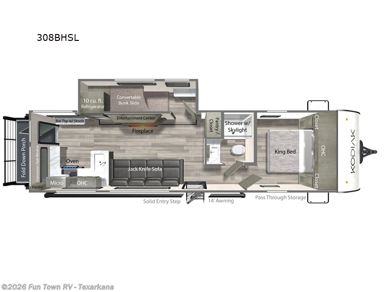 2025 Dutchmen Kodiak Ultra-Lite 308BHSL - New Travel Trailer For Sale by Fun Town RV - Texarkana in Texarkana, Arkansas features Slideout