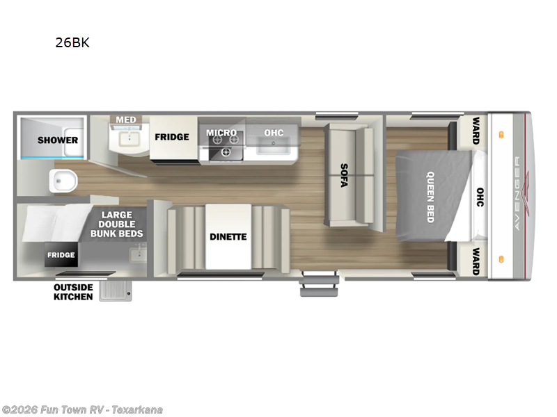 2024 Prime Time Avenger 26BK - Used Travel Trailer For Sale by Fun Town RV - Texarkana in Texarkana, Arkansas
