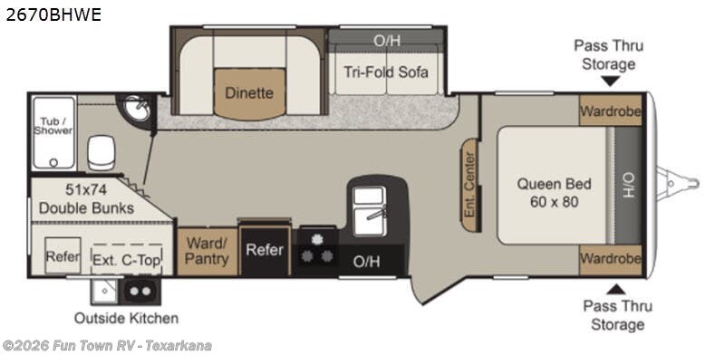 2018 Keystone Passport 2670BHWE Grand Touring - Used Travel Trailer For Sale by Fun Town RV - Texarkana in Texarkana, Arkansas features Slideout