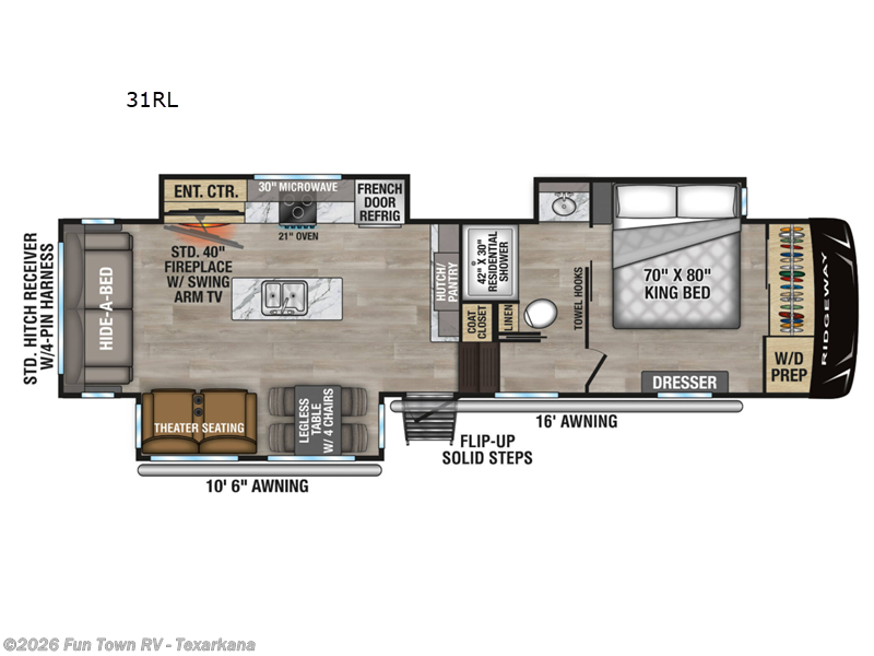 2026 K-Z Ridgeway 31RL - New Fifth Wheel For Sale by Fun Town RV - Texarkana in Texarkana, Arkansas features Slideout