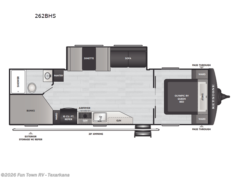2026 Keystone Hideout 262BHS - New Travel Trailer For Sale by Fun Town RV - Texarkana in Texarkana, Arkansas features Slideout